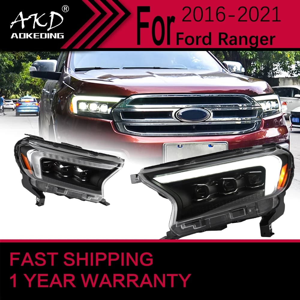 Luci per auto per Ford Ranger Faro a LED 2016-2021 Ranger Lampada frontale Drl Lente per proiettore Accessori automobilistici