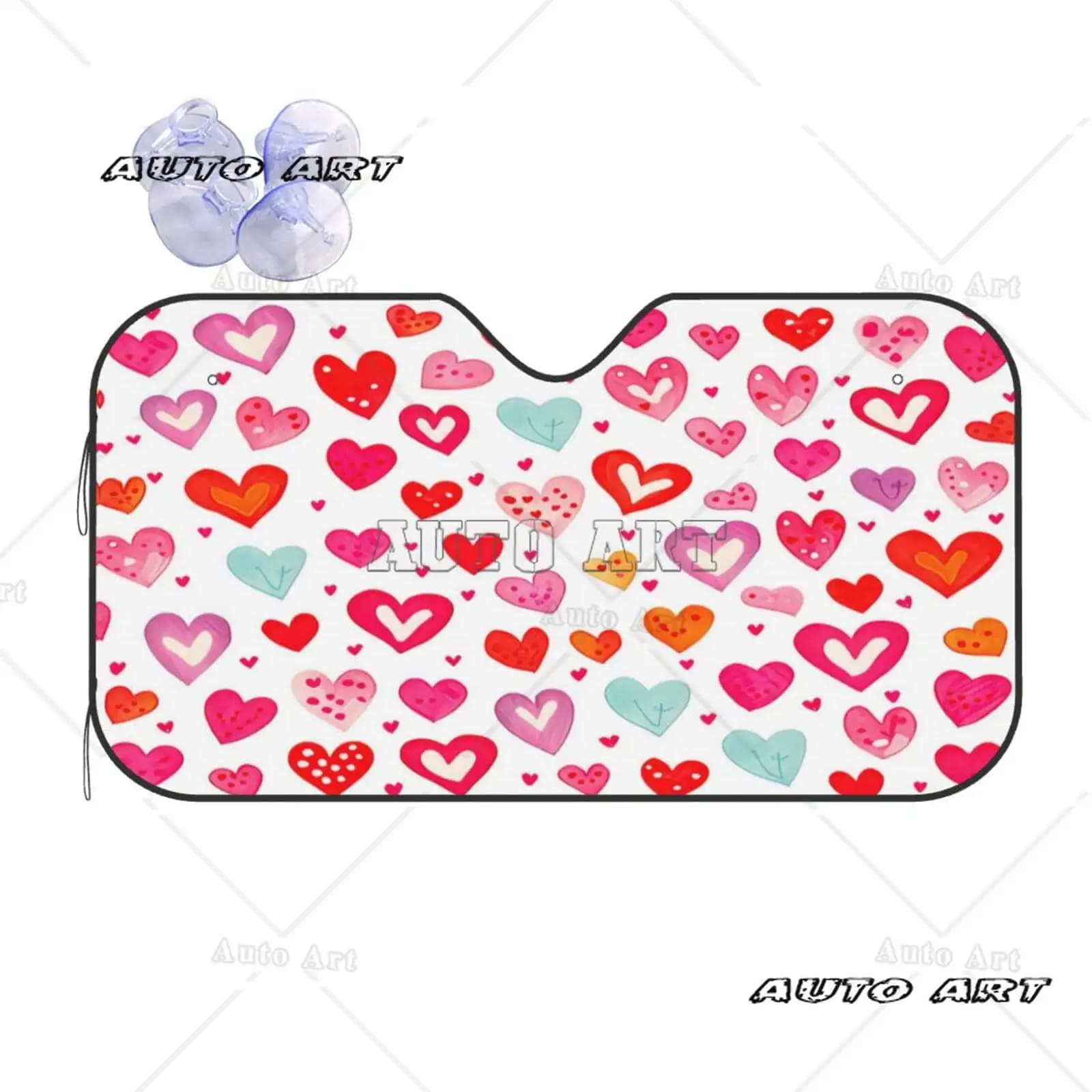 Modello di San Valentino con cuori Parabrezza pieghevole in alluminio Parasole per auto Parabrezza anteriore per auto