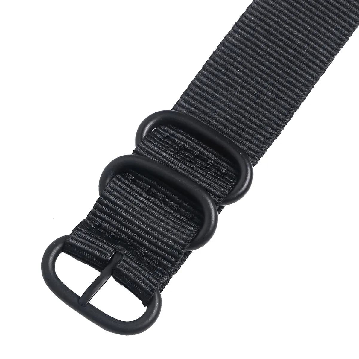 Watch Band Nylon 20mm, Resistant, Braided, Washable in Washing Machine, Anti-Wrinkle Stitching, Adjustable Length, 5 Buckles, Spring Bars
