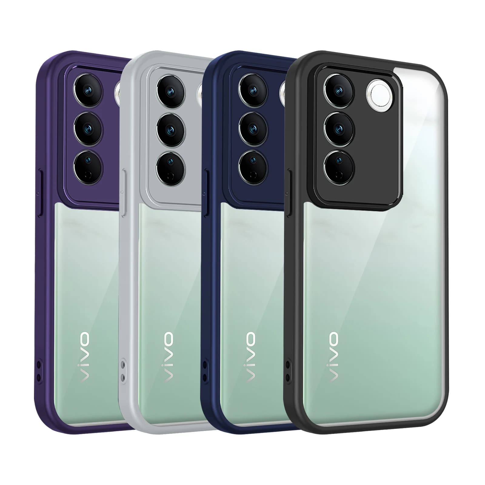 Custodia per Vivo V27, Cover per Vivo V27 Pro, Custodia Vivo V27, Cover Vivo V27 Pro con Air Cushion, Bumper in Silicone, Cover Posteriore Trasparente Opaca Rigida