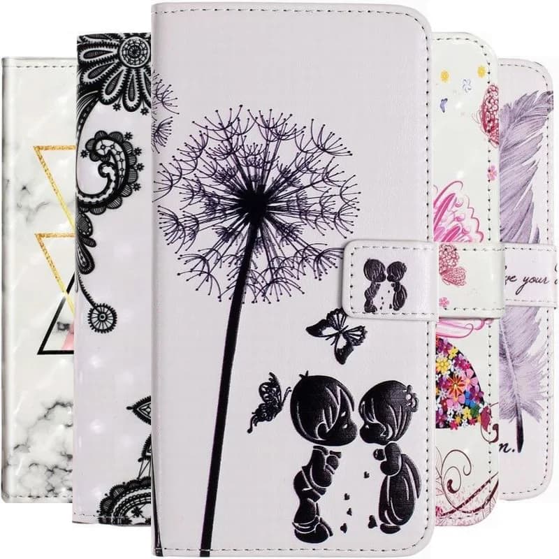 Custodia a portafoglio con motivo floreale per bambina, compatibile con Motorola Moto E13 E15 E20 E22 E22i E30 E32 E32S E40 E7 Plus G9 Play X70 Air