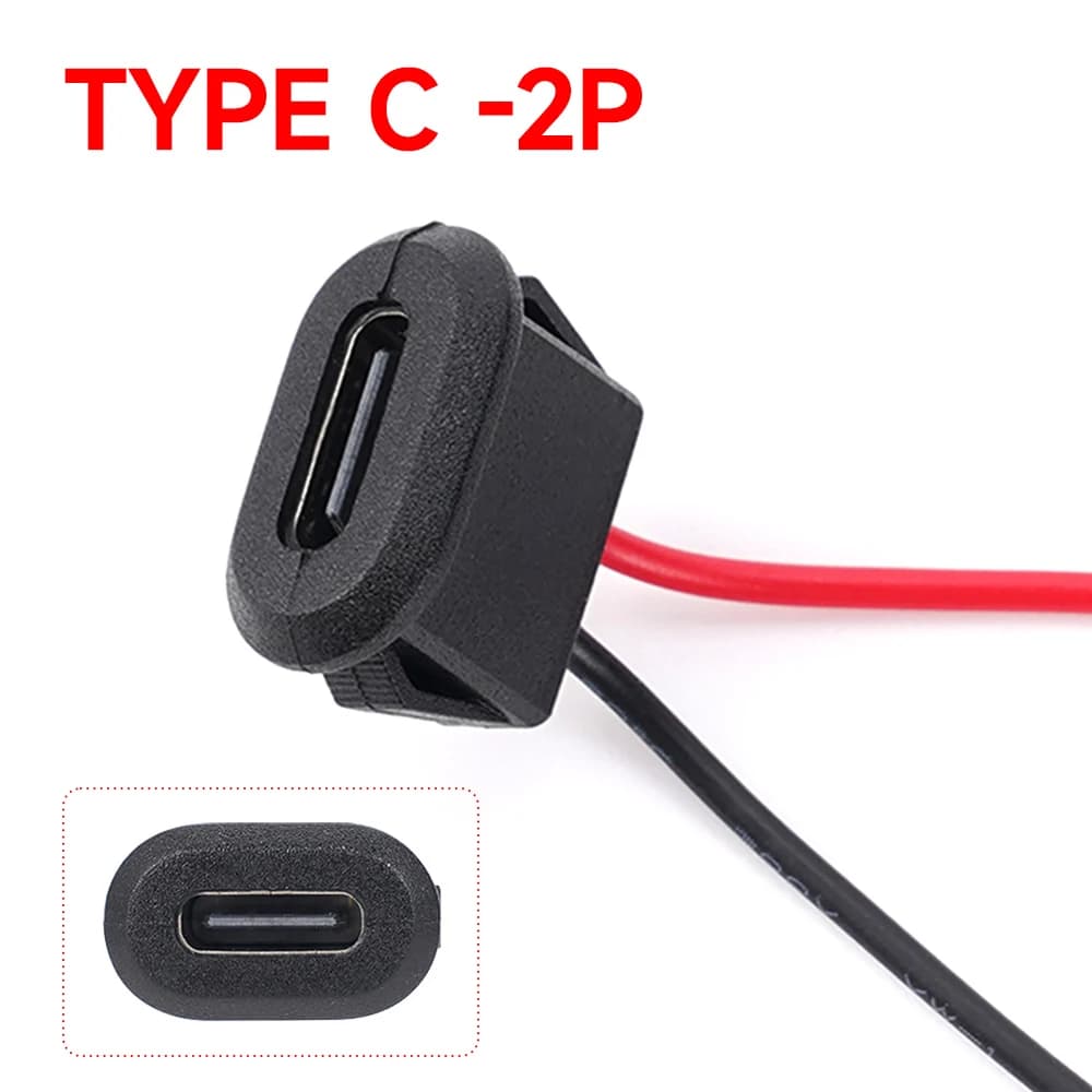 Type-C 2 pin USB connector waterproof socket oval female plug fast charging with cable plug adapter charger for DIY car