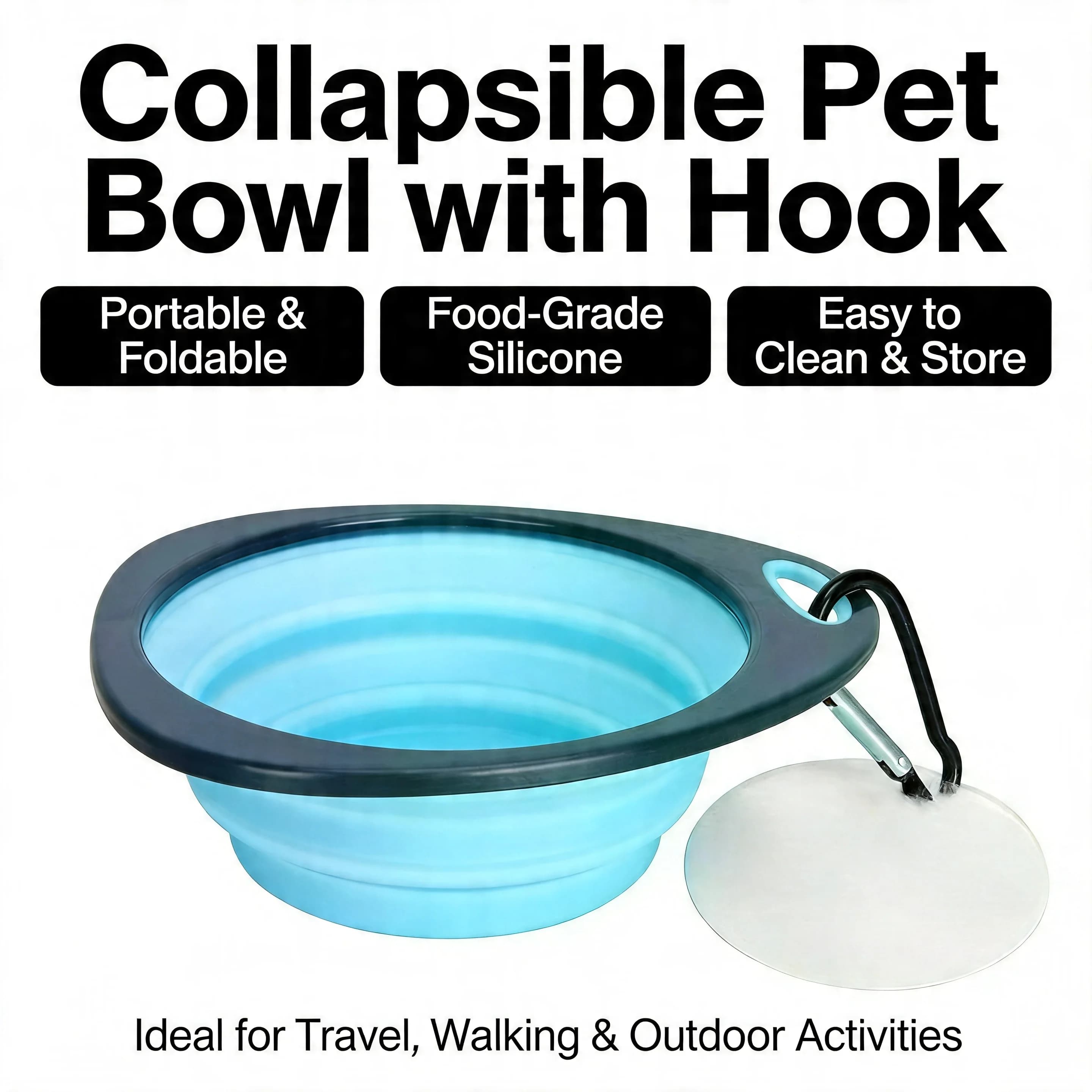 Ciotola pieghevole per animali domestici da viaggio, 1 pezzo – Design pieghevole portatile, resistente e leggera, ciotola per cibo per cani e acqua per gatti