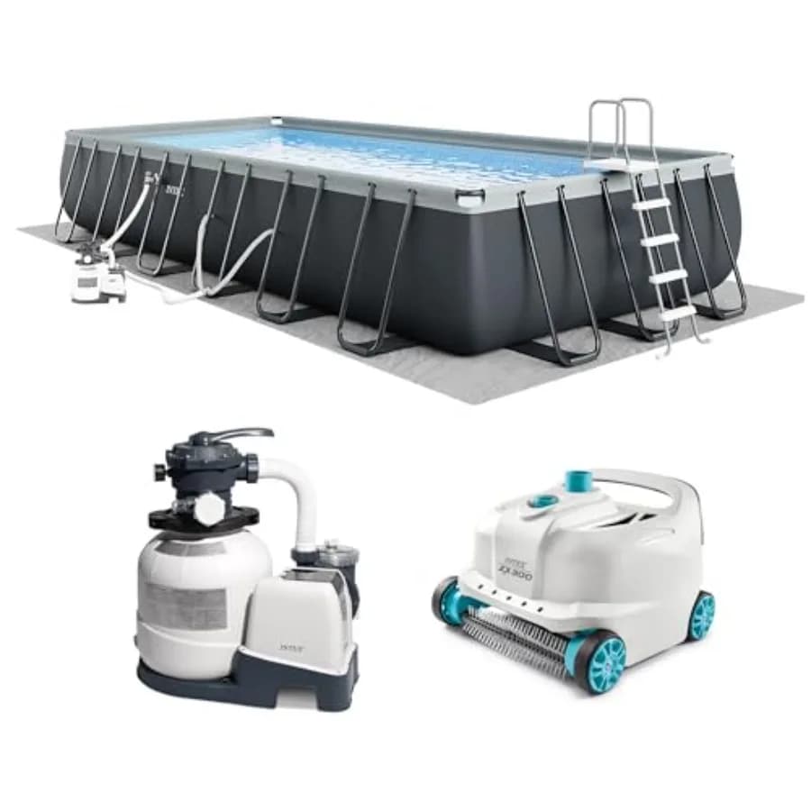 26363EH Ultra XTR 24ft x 12ft x 52in Above Ground Swimming Pool Set with Sand Filter Pump and Deluxe Automatic Vacuum Cleaner