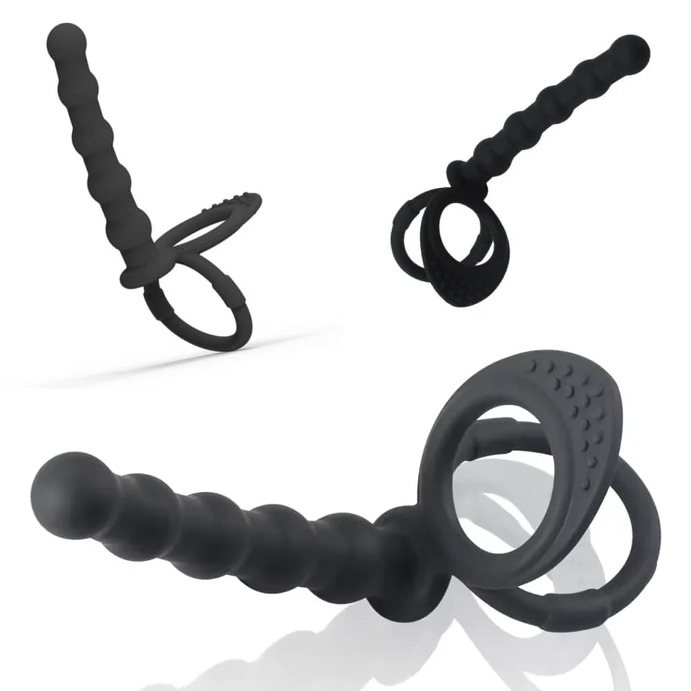 Double Cock Ring Anal Beads Anal Sex Toy Prostate Massage Stimulus Dildo Silicone Butt Plugs Sex Toys For Women Couples Sex Shop