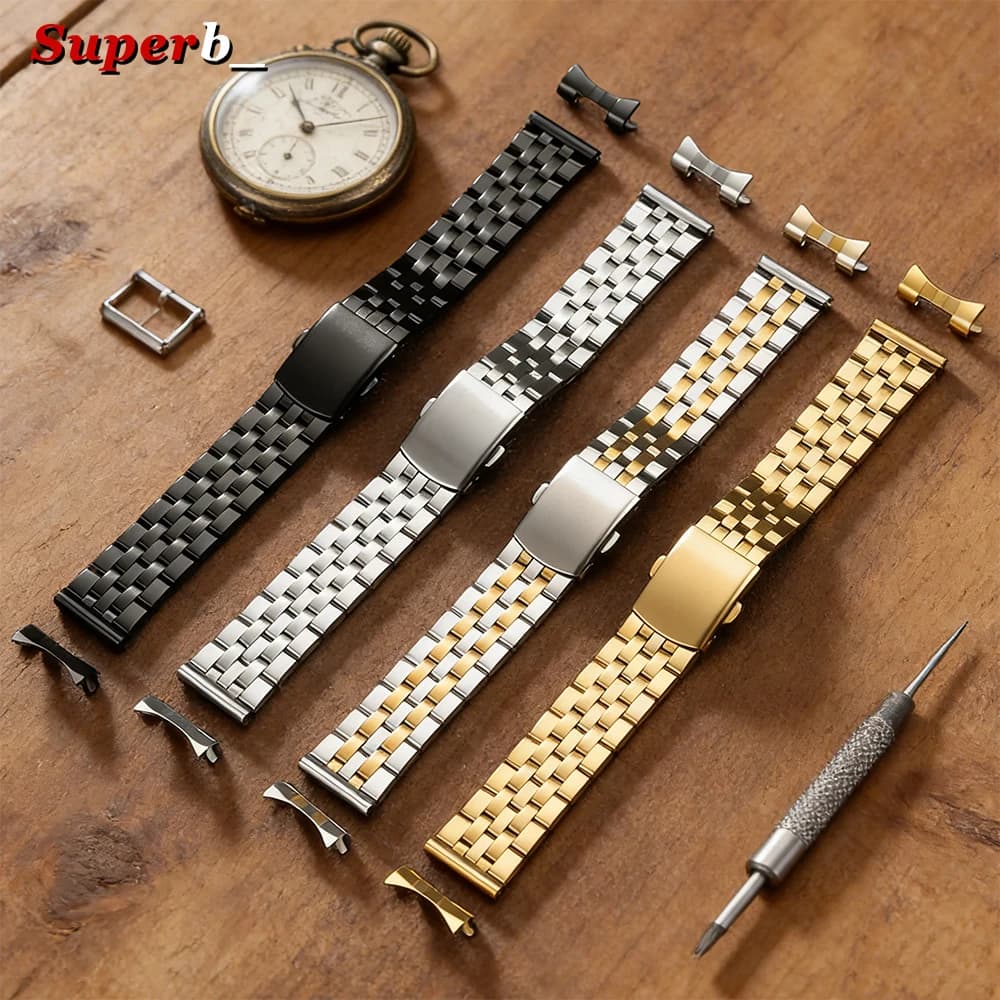 Cinturino per orologio in acciaio inossidabile 12mm 14mm 16mm 18mm 20mm 22mm 24mm Bracciale universale in metallo Uomo Donna Sostituisci cinturini con fibbia pieghevole