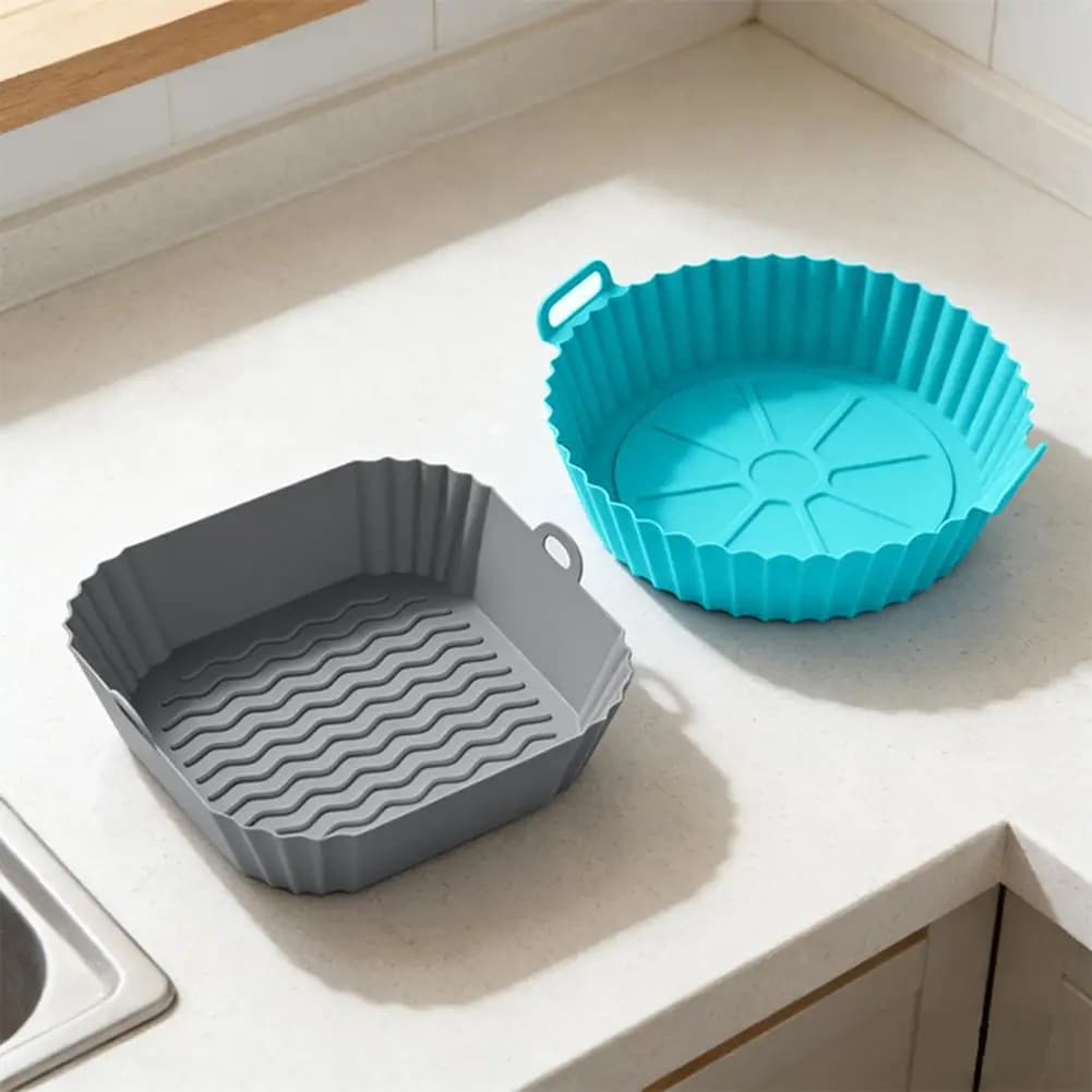 Reusable Base Carpet for Air Fryers from 3 to 5 Books, Silicone Tray Resistant to Non-stick Heat, Silicone Base for Air Fryer