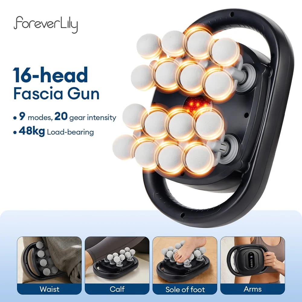 Massage Gun with 16 High Frequency Heads, Massage for Neck, Spalle, Back and Life, Muscular Massage