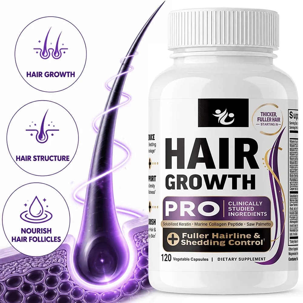 Hair Growth Pro Capsules - with Biotin, Keratin, Saw Palmetto & Vitamins, Hair Growth Supplement for Women