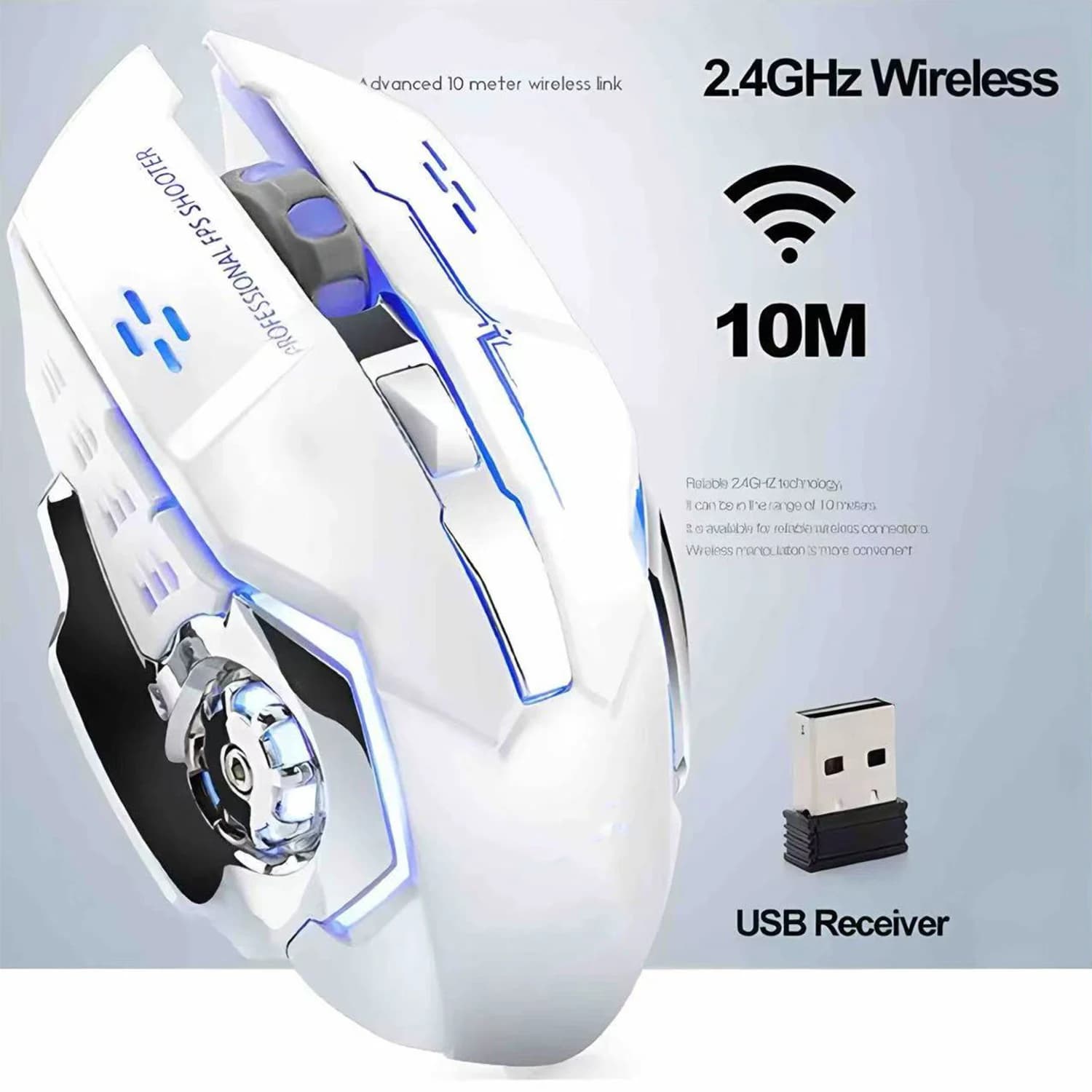 Mouse Bluetooth per computer da gioco Mouse wireless ricaricabile USB meccanico E-Sports retroilluminato Mouse da gioco per PC per computer