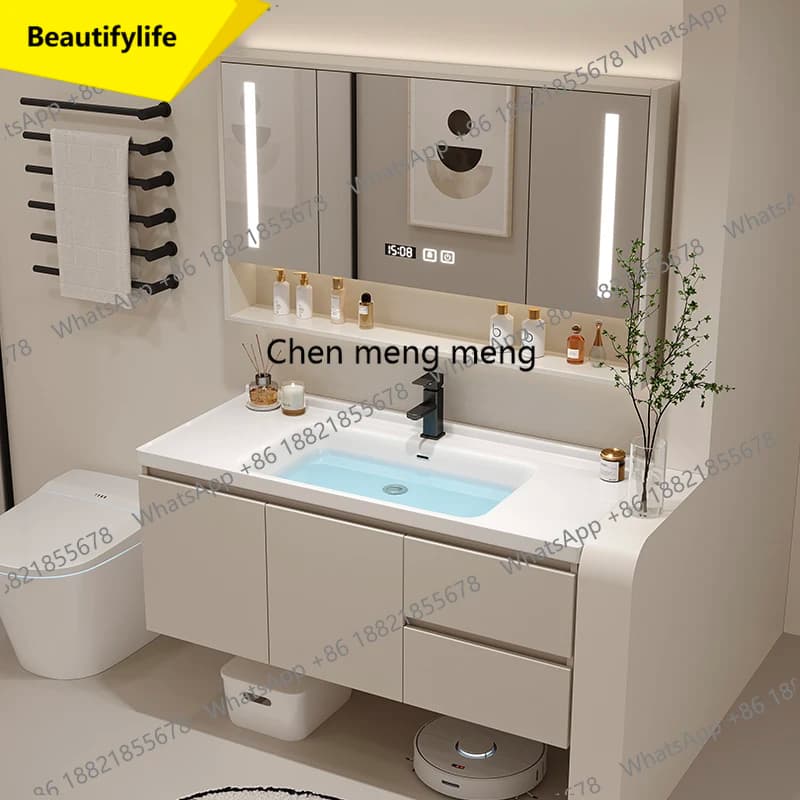 a17 Lavabo in legno massello Armadi da bagno Vanity vintage Toilette Portaoggetti Armadi da bagno Specchi Trucco Meuble Toilette Furnit