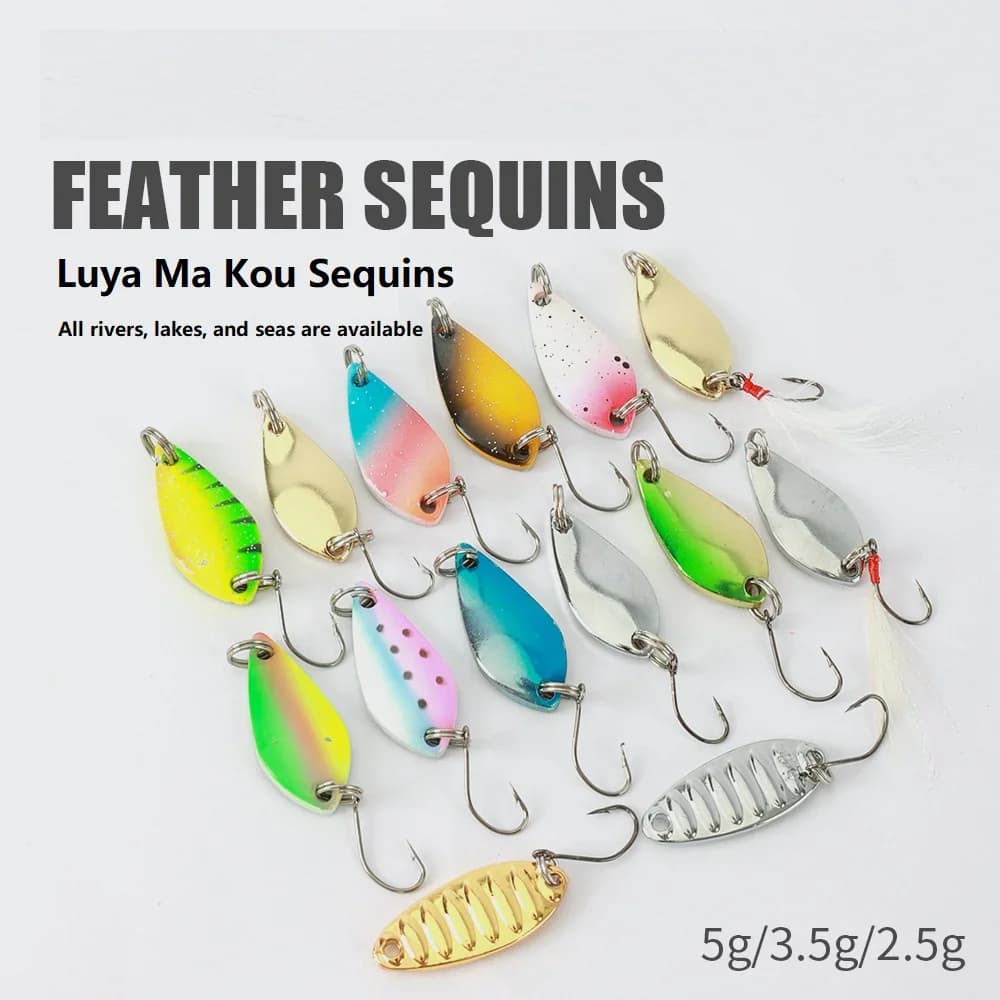 1pcs color Metal Spinner Spoon Fishing Lure 2.5g/3.5g/5g Artificial Small Sequins Noise single hook Hard Bait Trout Carp Bait