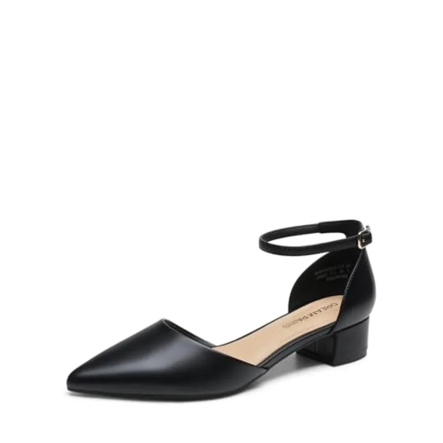 DREAM PAIRS Scarpe Eleganti da Donna con Tacco Basso, Punta Chiusa, Comode e Casual, Modello D'Orsay con Cinturino alla Caviglia