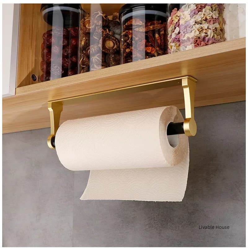 Armadietto quadrato Space in alluminio nero oro, porta fazzoletti da cucina, portarotolo igienico, porta carta igienica non perforata