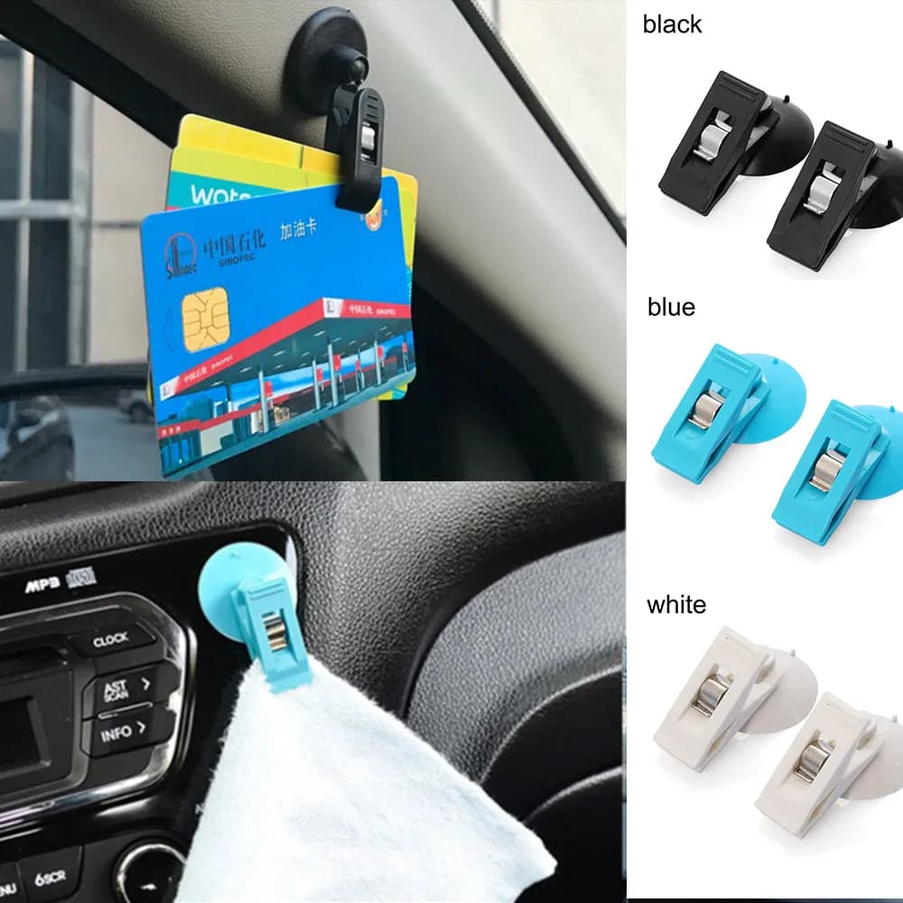 2 pezzi rimovibile per montaggio su finestra per Auto strumento di aspirazione Clip ventosa Clip Auto gancio morsetto per carte porta banconote strumento di fissaggio per tende per veicoli