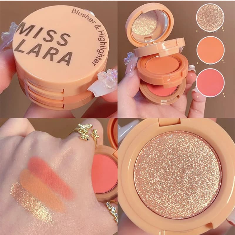 3 in 1 Evidenzia Rouge Makeup Illumina la palette di ombretti baco da seta Blush Palette di contorni Fard pesca naturale Trucco di perle