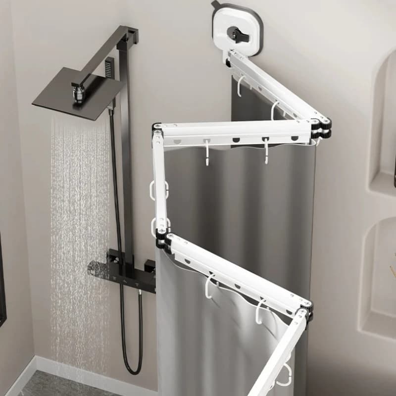 Suction Cup Shower Curtain - Waterproof Anti-Mold Foldable for Wet/Dry Separation, Space-Saving Bathroom Divider