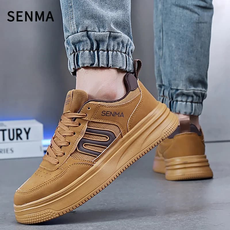 SENMA Men's Shoes Couple Sports Casual Thick Soled Board Shoes Men's Leather Soft Sole Trendy Versatile Shoes Men's Sportswear