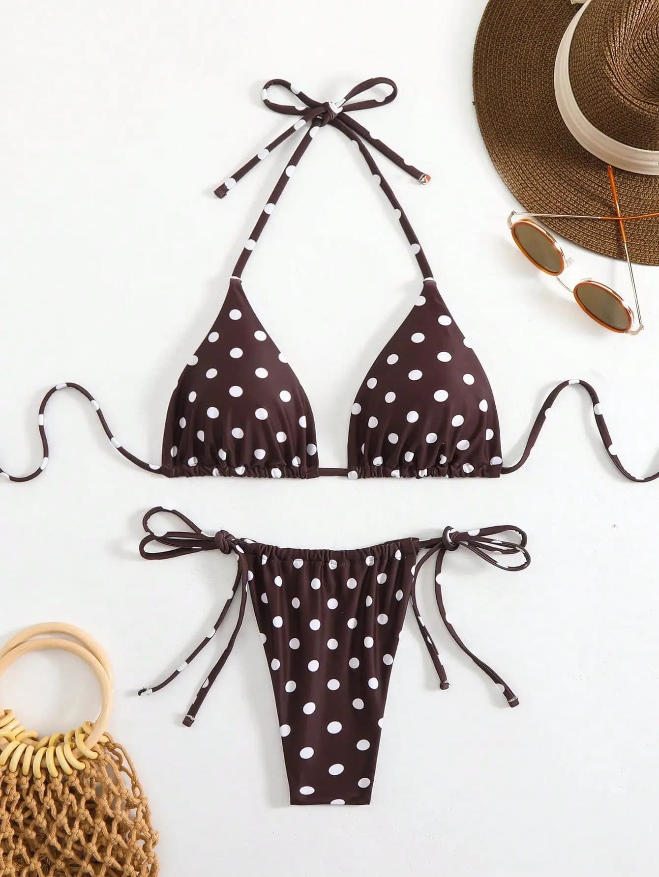 sexy stampa a pois micro mini bikini set due pezzi halter tie costumi da bagno beachwear costume da bagno costumi da bagno biquini tankini