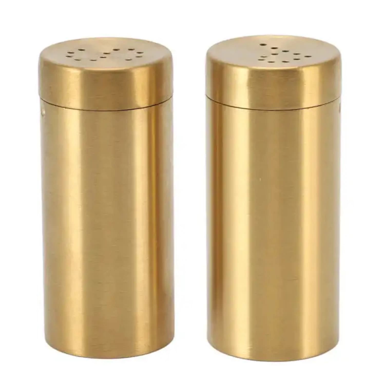 2 pezzi barattolo di spezie dorato in acciaio inossidabile vite antiruggine aperto superiore condimento shaker bottiglia sale zucchero pepe paprika spezie shaker
