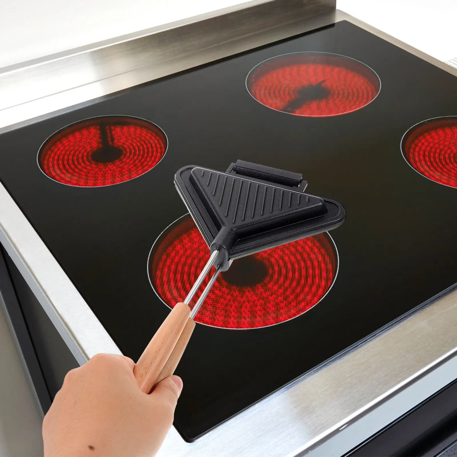 Teglia Triangolare Antiaderente per Mini Sandwich, Padella a Doppia Faccia, Stampo Universale per Pane e Sandwich, per Cucina Domestica