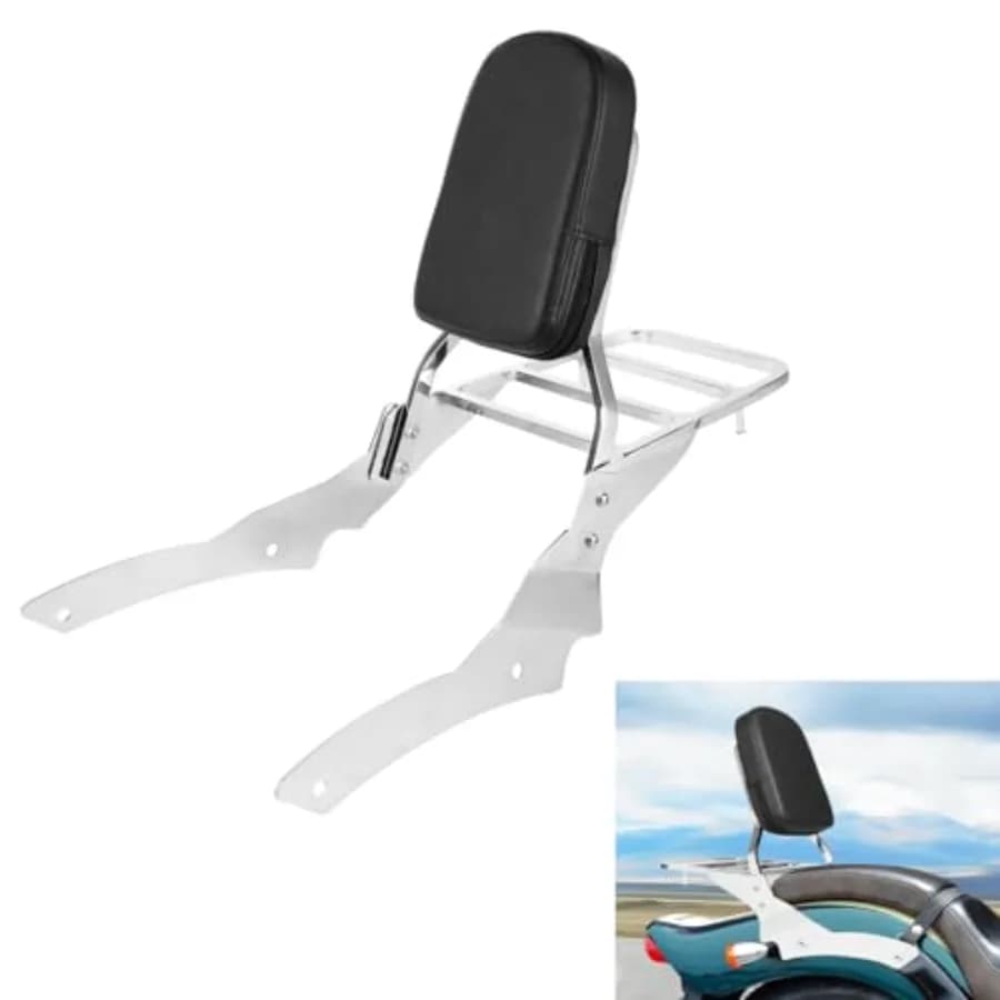 Schienale Passeggero con Portapacchi Compatibile con Yamaha Vstar 650 400 Custom 1996-2017 e Dragstar 650 1997-2017