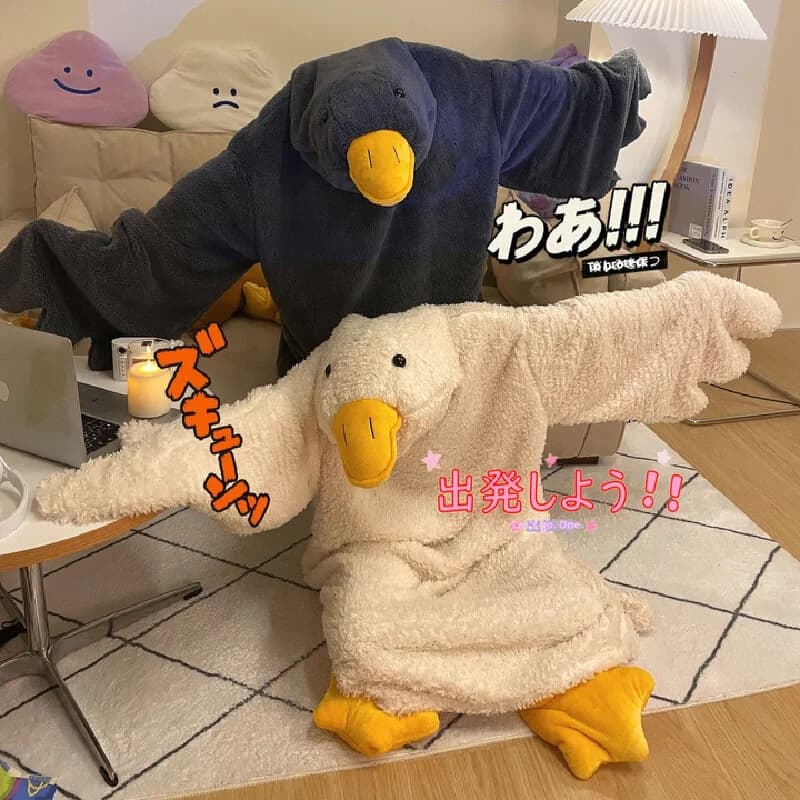 Cartoon Big Goose Robe Coral Fleece Pigiama con cappuccio Divertente Anatra Cosplay Coppia Camicia da notte Peluche Indumenti da notte Vestiti per la casa
