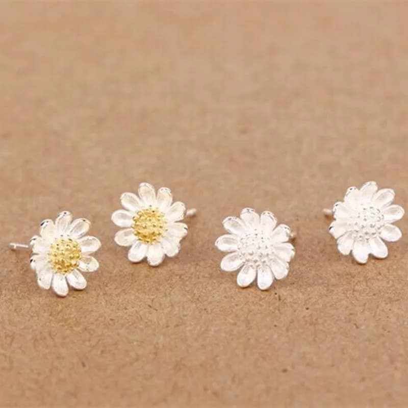 New Aesthetic Beautiful 925 Sterling Silver Jewelry Fine Fashion Sunflower Small daisy Wholesale Earrings E255