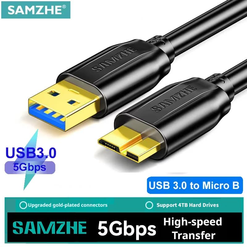 SAMZHE Hard Drive External Cable USB Micro B Cable HDD Cable Micro Data Cable SSD Sata Cable for Hard Disk Micro B USB3.0 Cable