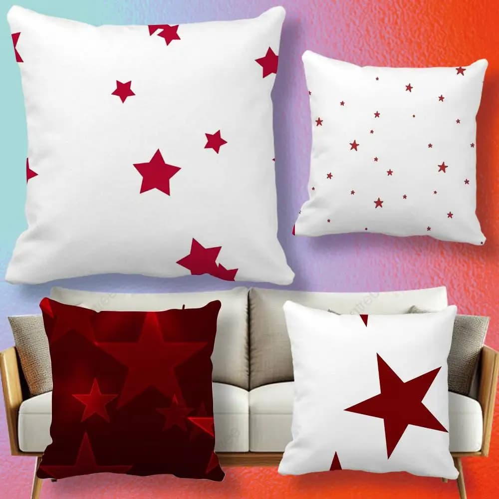 Ins Korea Red Stars Pillow cover Soft Microfiber Pillowcase Home Sofa Decor Surprise Decorative printed.