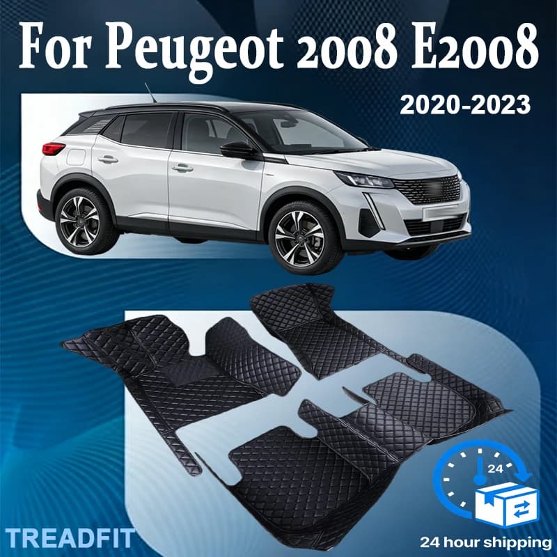 Luxury Car Mats for Peugeot 2008 E2008 2020 2021 2022 2023 Carpets Interior Accessories Waterproof Mats