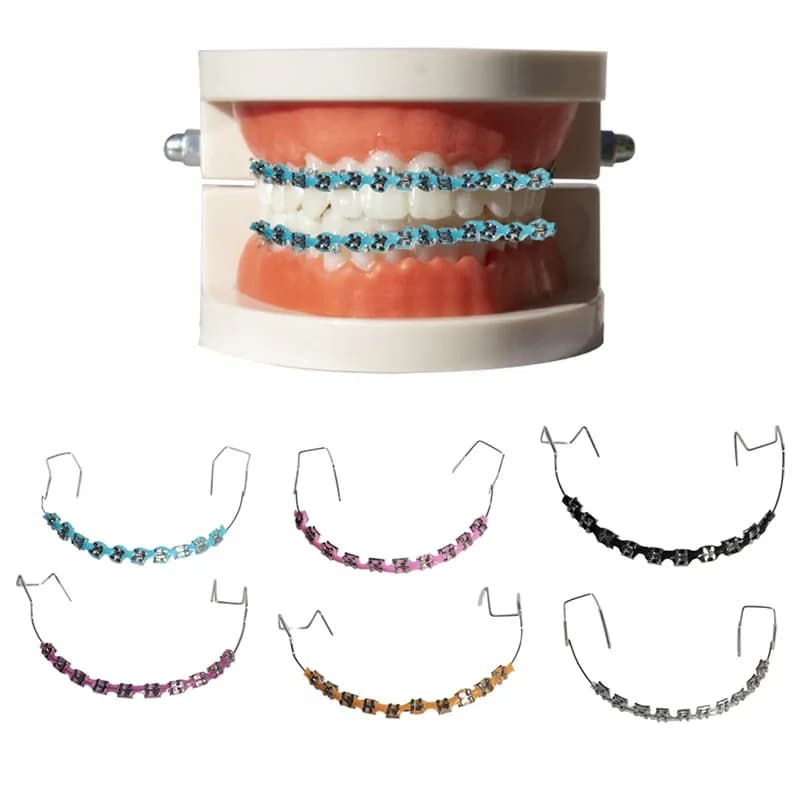 1 Paio di Bretelle Decorative Colorate Temporanee per Denti con Fili Metallici, Supporti Ortodontici e Legature Metalliche CK1160