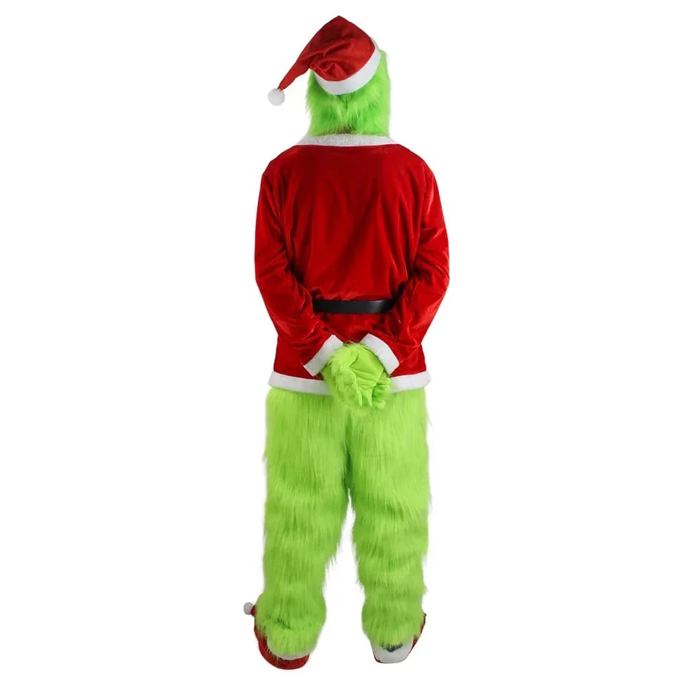 2026Cosplay Costumes Green Thief Plush Mask Pants Gloves Red Santa Claus Hat Tops Socks Holiday Set Xmas Gift