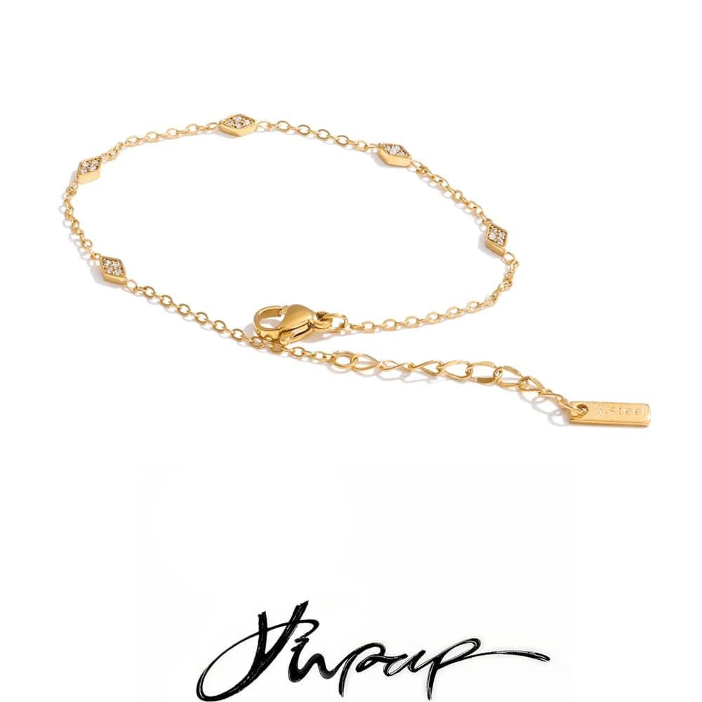 Yhpup Bracciale a catena sottile in acciaio inossidabile con zirconi cubici per donna, gioiello da polso estivo delicato ed elegante, consigliato