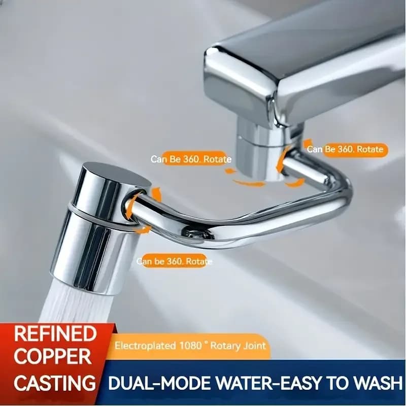 1 pezzo 1080 ° Prolunga girevole per rubinetto da cucina in acciaio inossidabile Accessori universali per lavandino del bagno a doppia modalità antispruzzo con adattatore