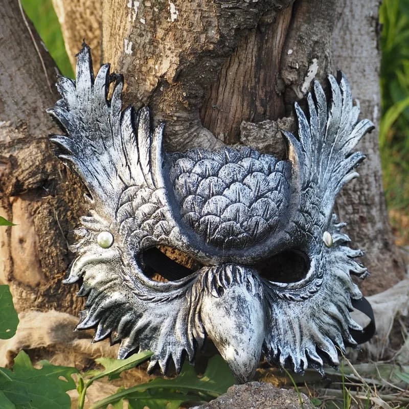 Maschera a Forma di Gufo per Halloween, Accessorio per Costume da Carnevale in PU per Adulti