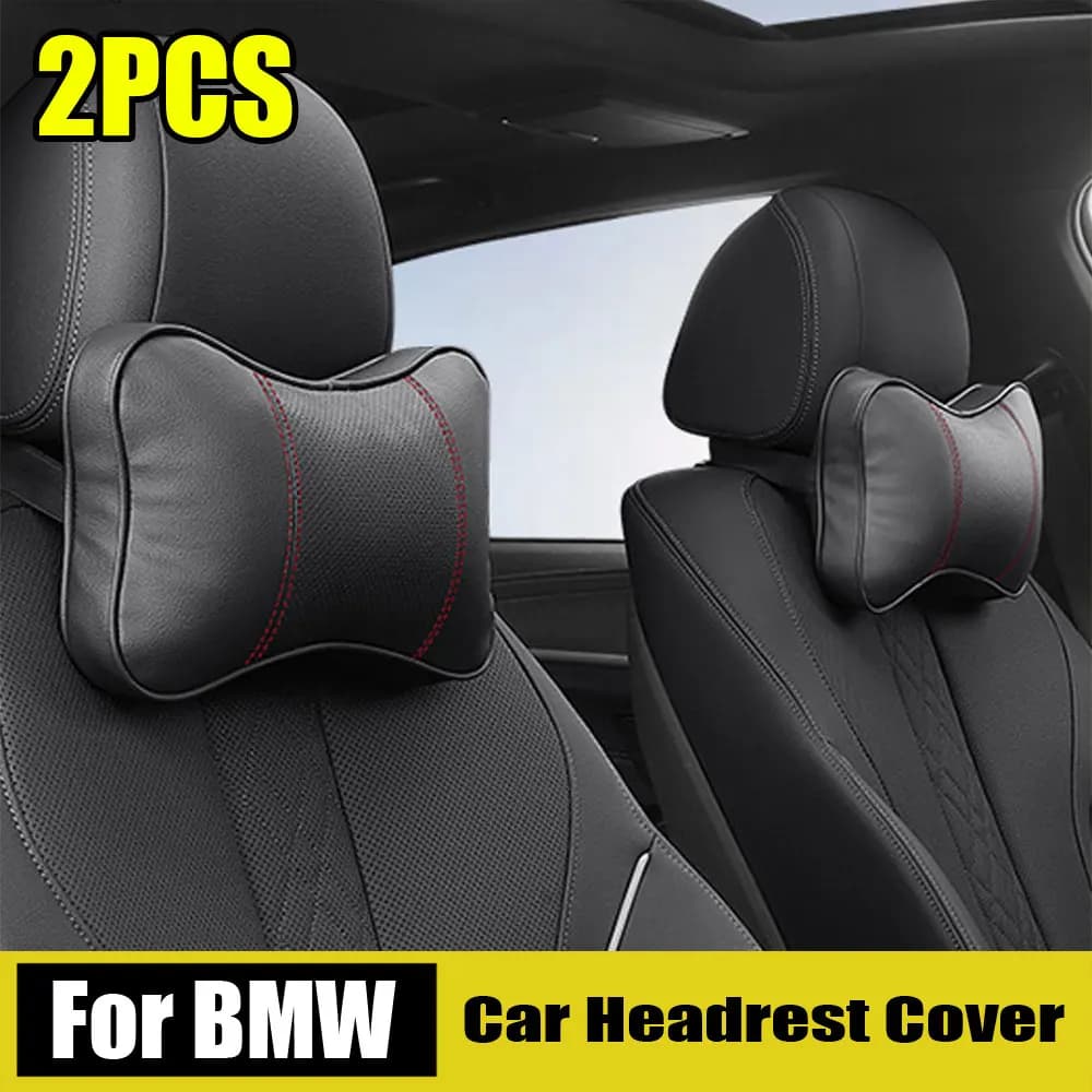 2PCS Auto Collo Cuscino Sicuro Collo In Pelle Memory Foam Cuscino Del Collo Poggiatesta Auto Cuscino Del Collo Per BMW X3 X5 F10 F11 G60 E90