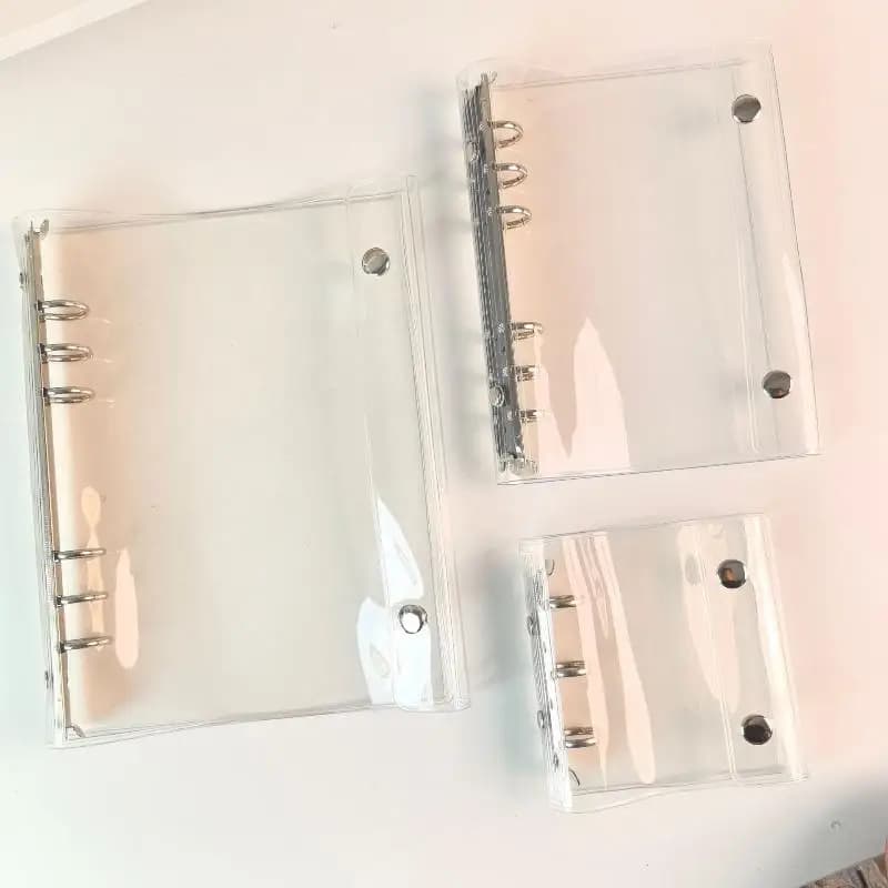 Clear PVC Ring Binder Waterproof Snap Closure 1Pcs Transparent File Binder for School Business Travel File Storage
