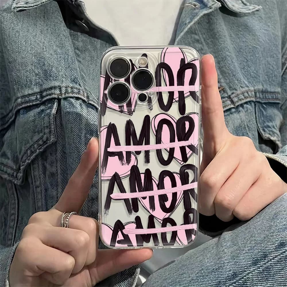 Custodia Sottile in TPU Morbido per iPhone 14, 17E, 15 Air, 16E, 11, 12, 13, 16 Plus, 17 Pro Max - Design Doodle in Inglese - Cover Leggera