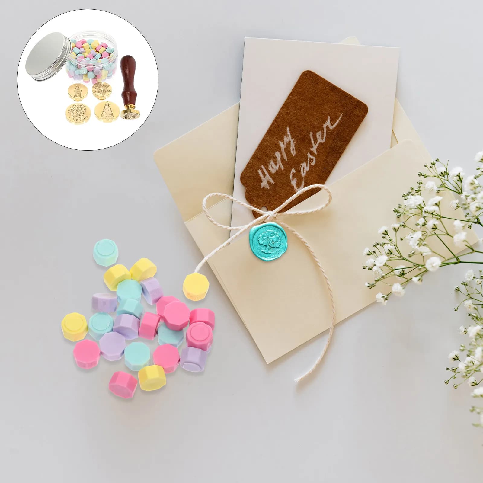 1Set Wax Seal Stamp Kit Christmas Pattern Delicate Seal for Scrapbook Decoration Sealing Fire Lacquer Stamp DIY Craft Stationery