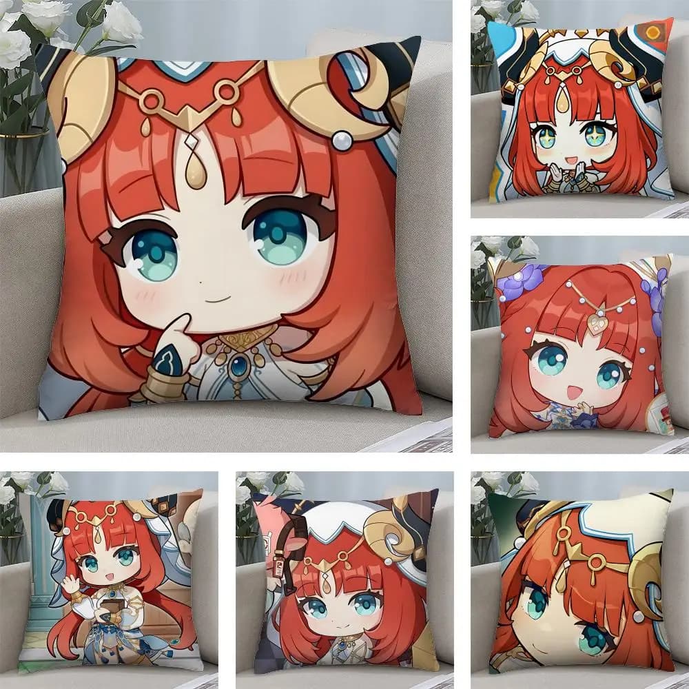 Nilou Cute Genshin Game Cushion Cover Square Pillow Bedroom Sofa Leisure Comfort Living Room Home Decoration 40X40
