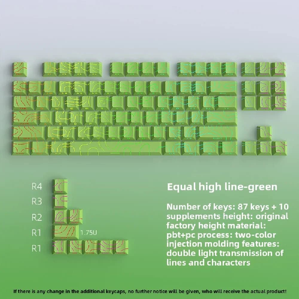 Contour Keycap Linee Caratteri screpolati Luminosi 97 tasti Altezza originale Copritasti per 60% 65% 75% 96% 98% Tastiera meccanica al 100%