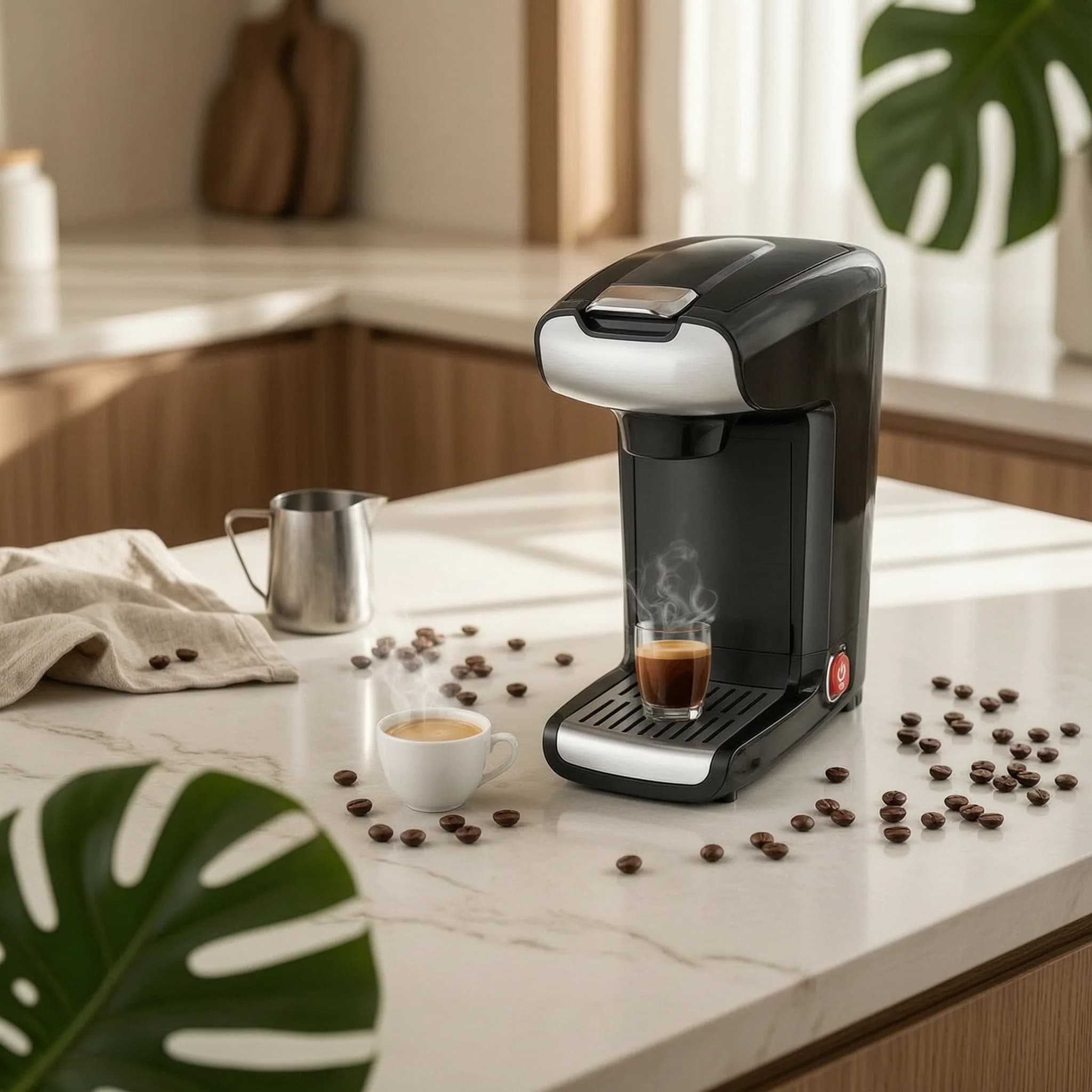 Capsule Espresso Machine Easy to Use Pod Espresso Machine Kitchen Appliance Rich Crema Energy-Saving Auto Shut-Deactivated