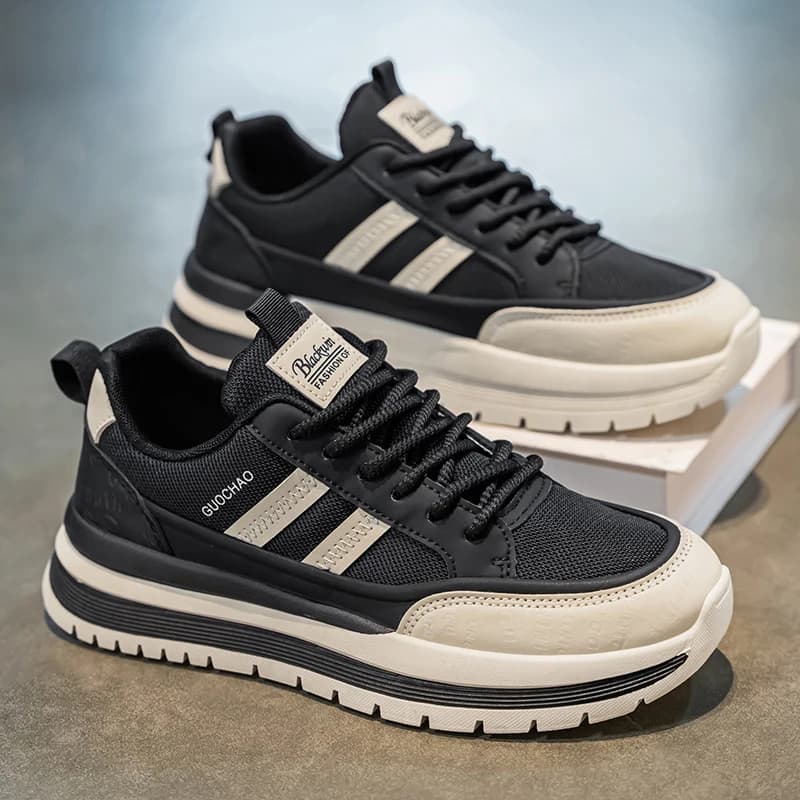 Men's Running Shoes Spring Season High-End Sensation Versatile Sports Casual Agan Shoes Thick Bottom Anti-Slip Black Dad Tren...