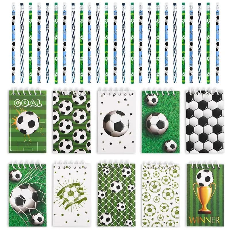 Set Regalo a Tema Calcio Mondiale da 22 Pezzi, Include Matite e Quaderni Serie Calcio, Regali a Tema Sportivo