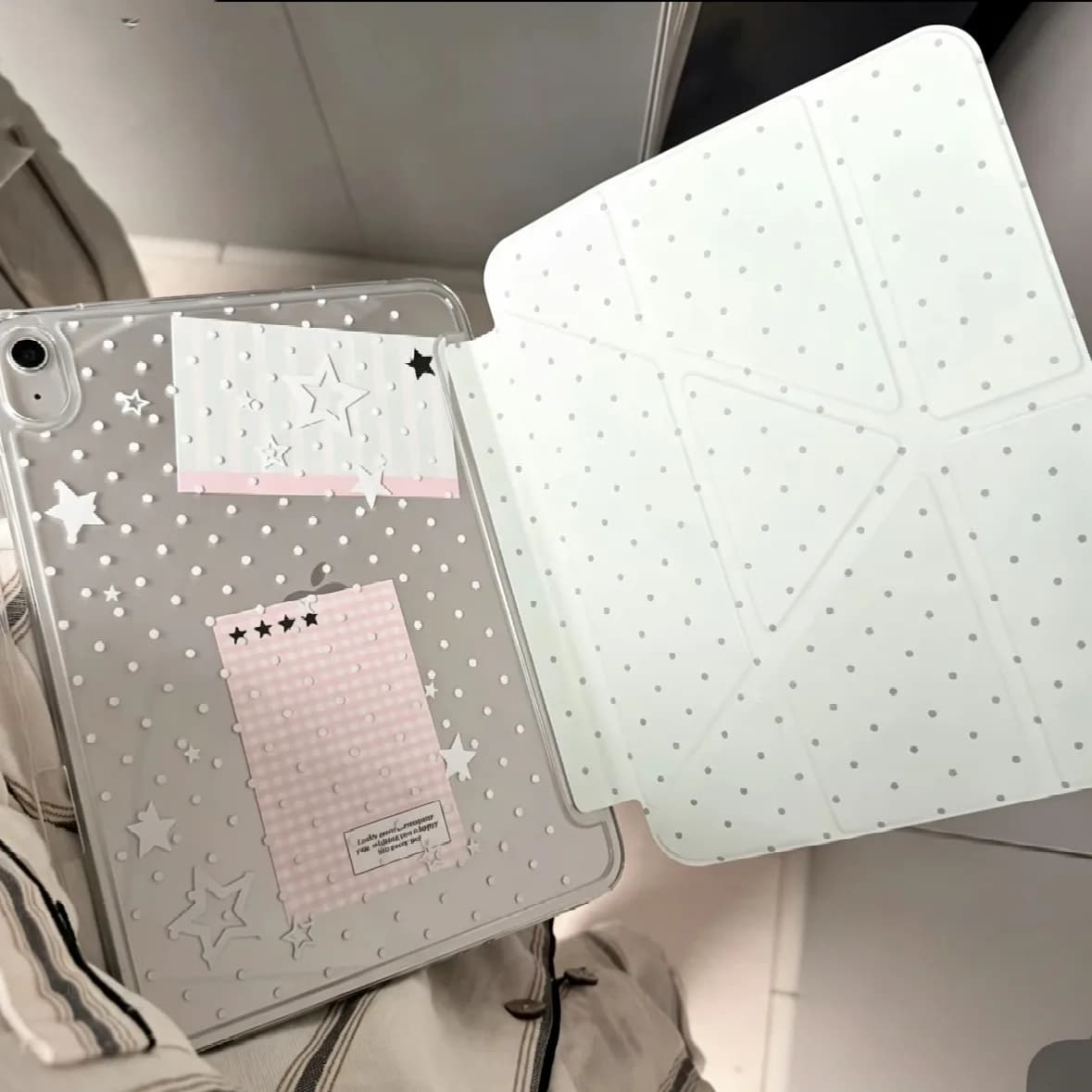 Nuova custodia estiva verde a pois per tablet iPad Pro 11 12.9in 13 M4 9.7 10.2 5/6a 7/8/9 10 11a generazione MINI Air 5 6 7, custodia a tre ante