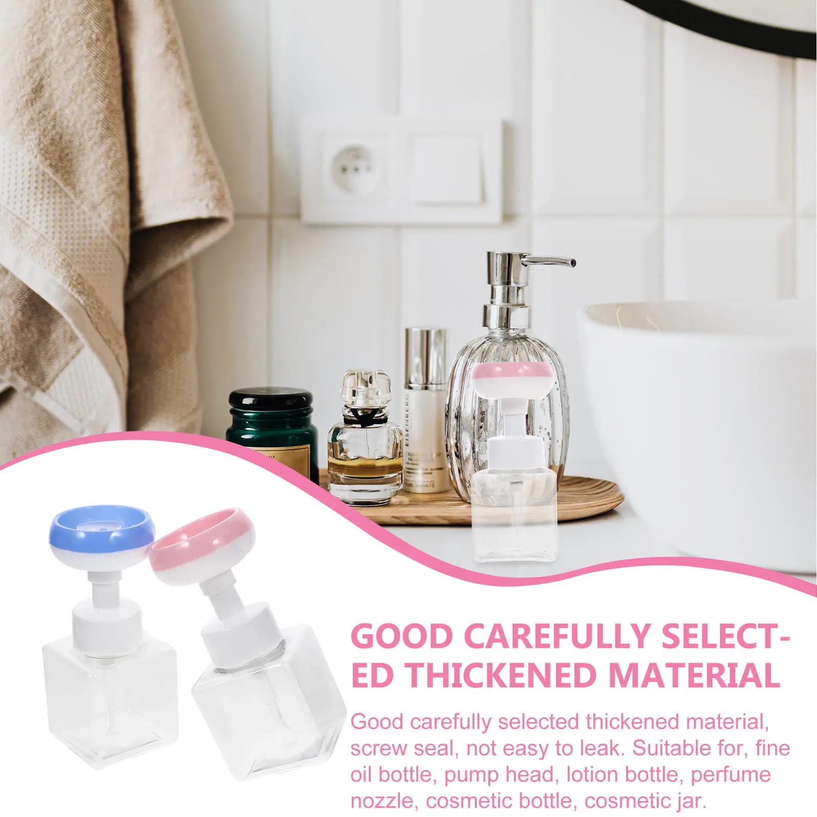 Dispenser di sapone per doccia da 2 pezzi, flacone portatile a pressione per schiuma, flacone da viaggio con pompa per schiuma, per shampoo liquido, balsamo, uso facciale