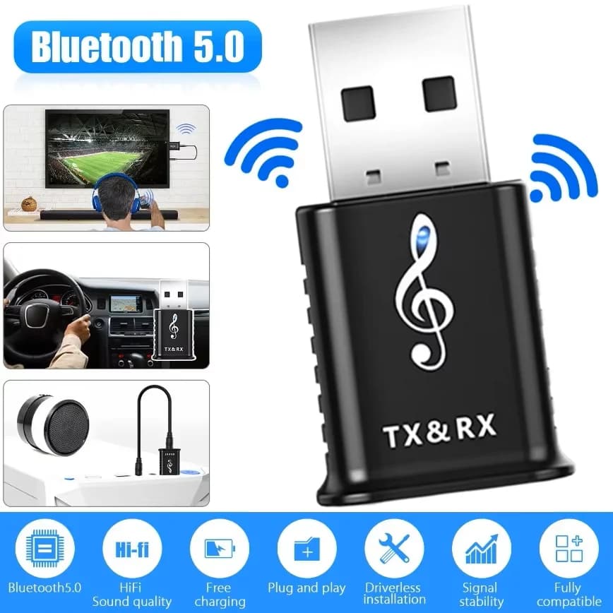 Bluetooth 5.0 2-IN-1 3.5 mm jack Bluetooth AUX audio transmitter adapter for portable PC speaker amplifier for car
