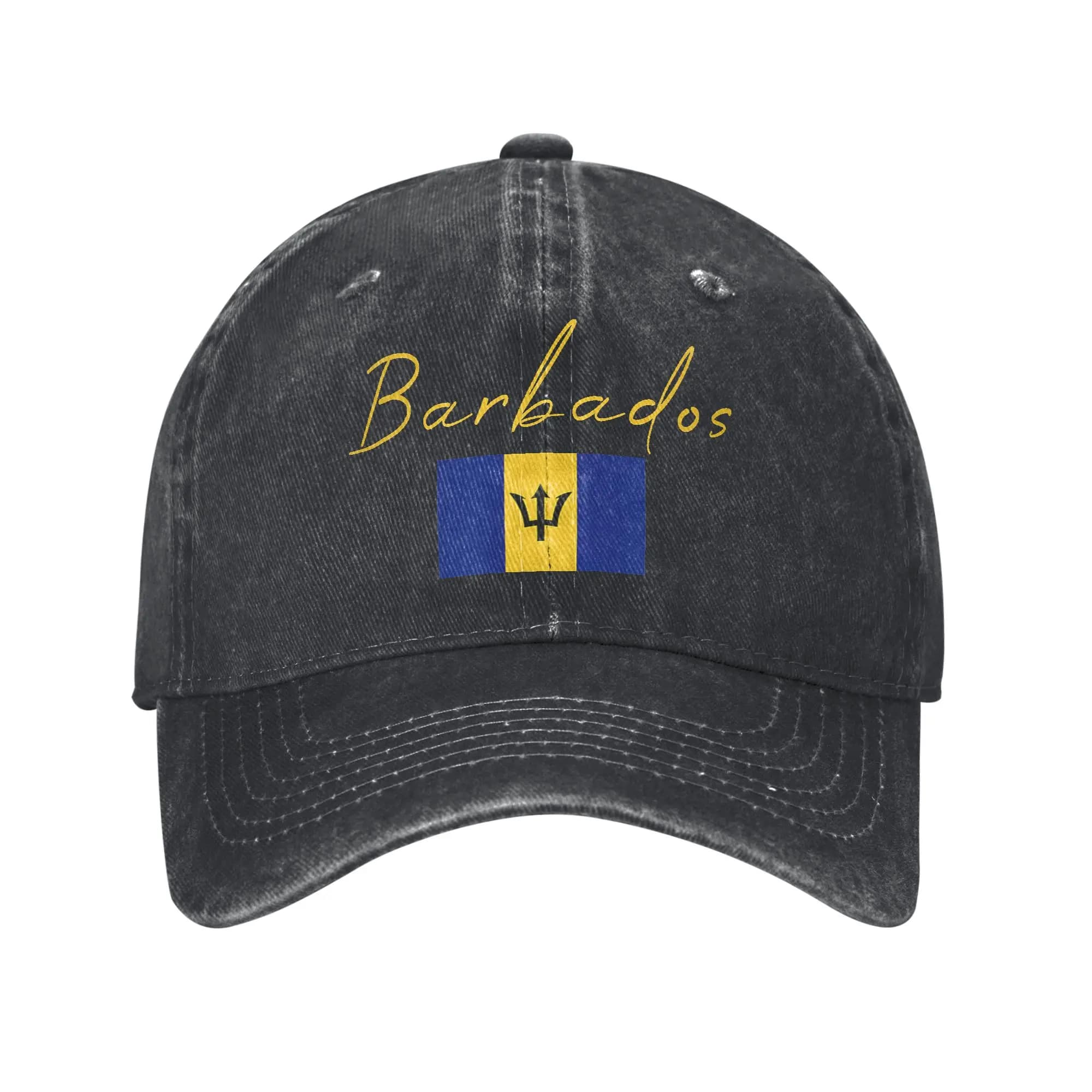 Barbados Flag Baseball Cap Vintage Distressed Denim Snapback Cap for Men Women Summer Adjustable Hats Cap