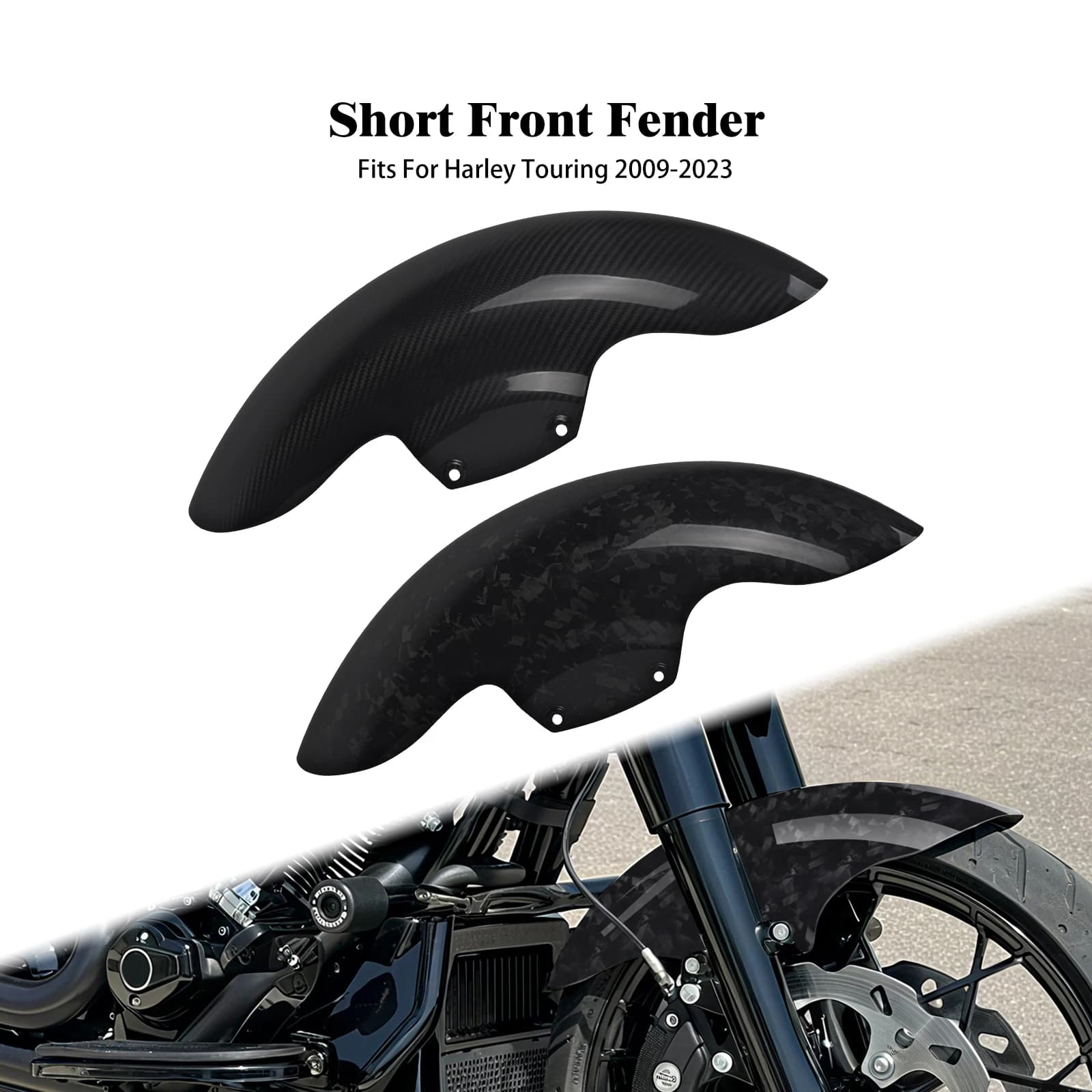 Moto Parafango Anteriore Breve Parafango Ruota di Copertura Per Harley Touring Road Street Electra Glide Road King FLHR Ultra 2009-2023